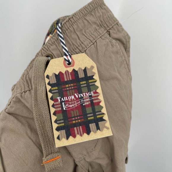 NWT - Tailor Vintage -Stretch Poplin Pull-on Cargo Khaki Shorts - Boys Size 4 - Picture 3 of 11
